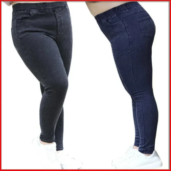 Women Jeans 2022 New Autumn Trousers High-Waist Elasticity leggings Velvet Warm Winter Denim Pants Female Long Pants 6XL 7XL 8XL - Image 2