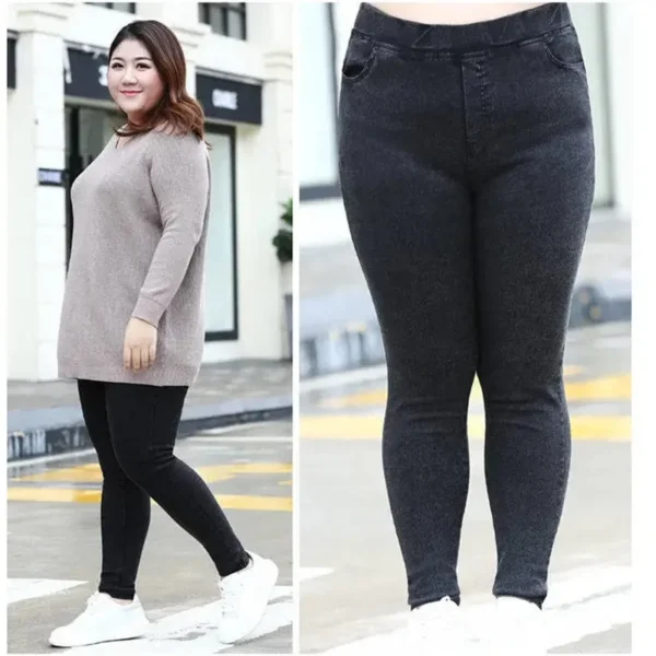 Women Jeans 2022 New Autumn Trousers High-Waist Elasticity leggings Velvet Warm Winter Denim Pants Female Long Pants 6XL 7XL 8XL - Image 12