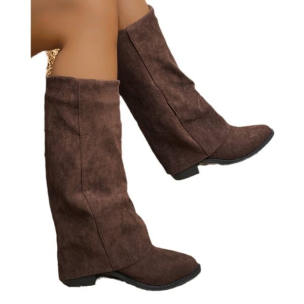 Women's Boots Suede European And American Fashion Outerwear Pointed Toe Chunky Heel Pants Retro Fashion Boots - Image 5